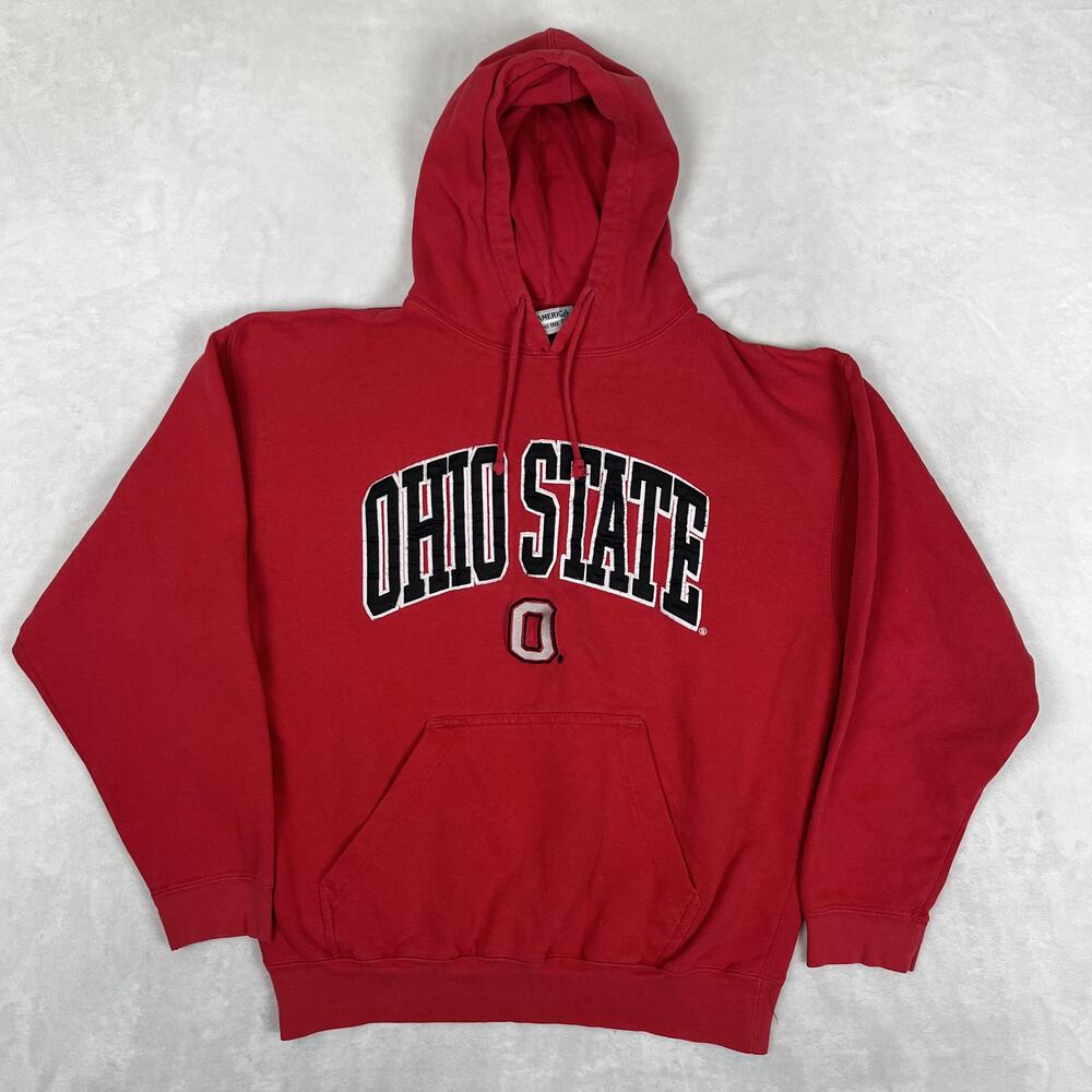 Vintage Ohio State Buckeyes Hoodie Sweatshirt Size Large Red NCAA Football